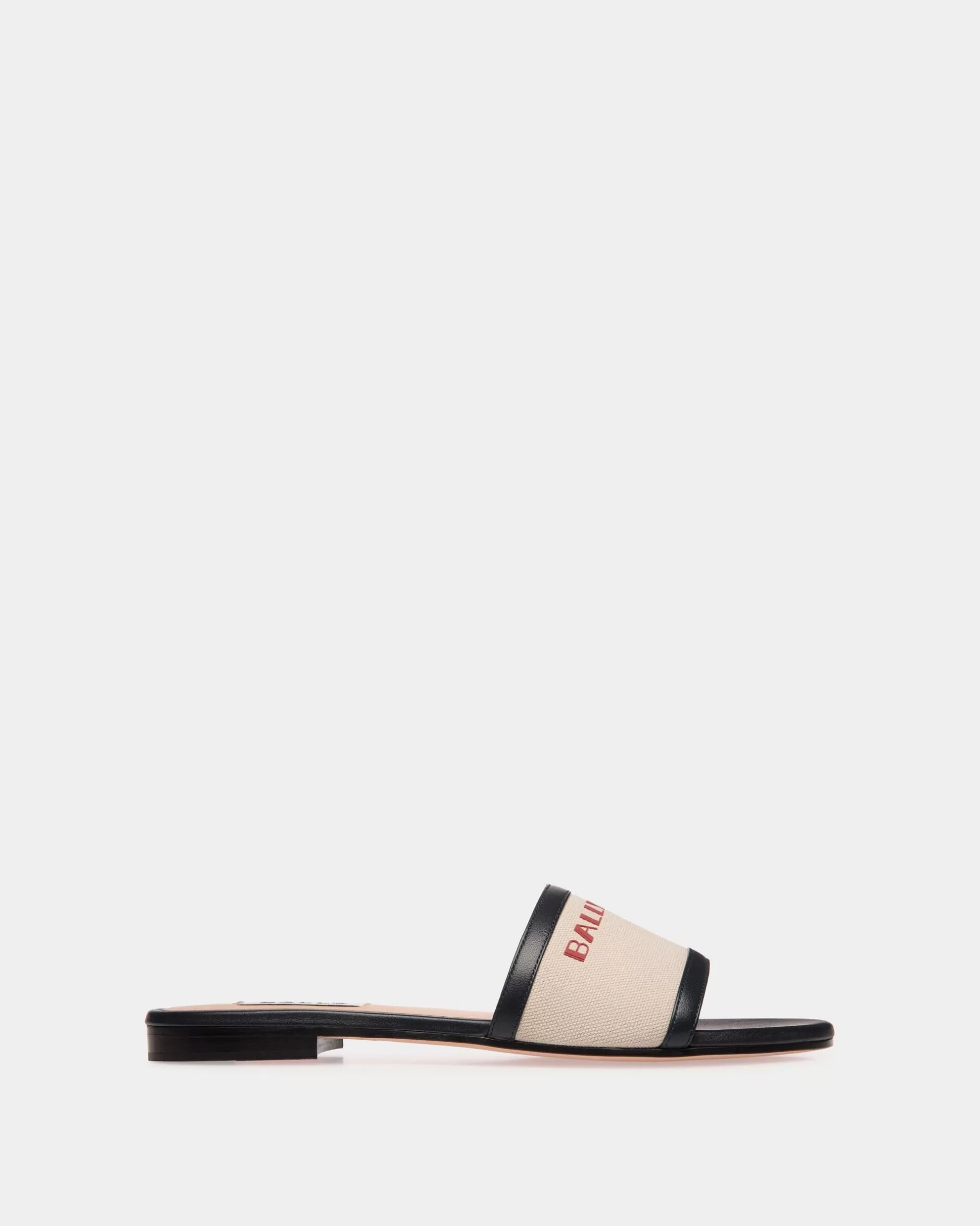 Bally Summer Capsule Pantolette Aus Canvas Und Leder In Natur Und Marineblau Mehrfarbig Sale