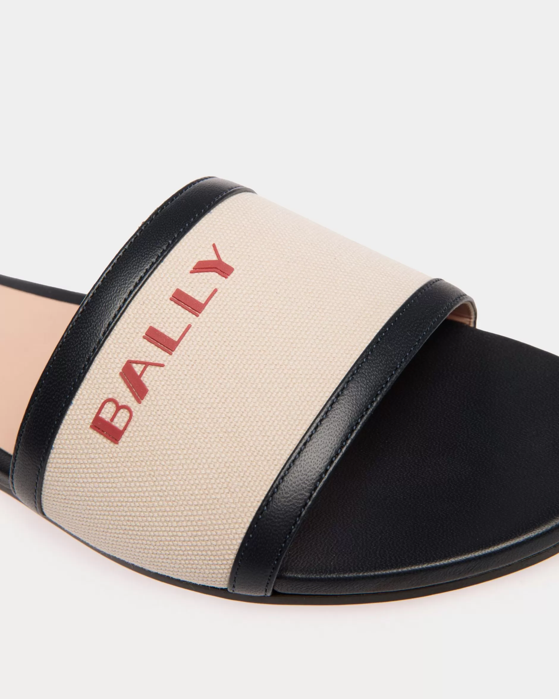 Bally Summer Capsule Pantolette Aus Canvas Und Leder In Natur Und Marineblau Mehrfarbig Sale