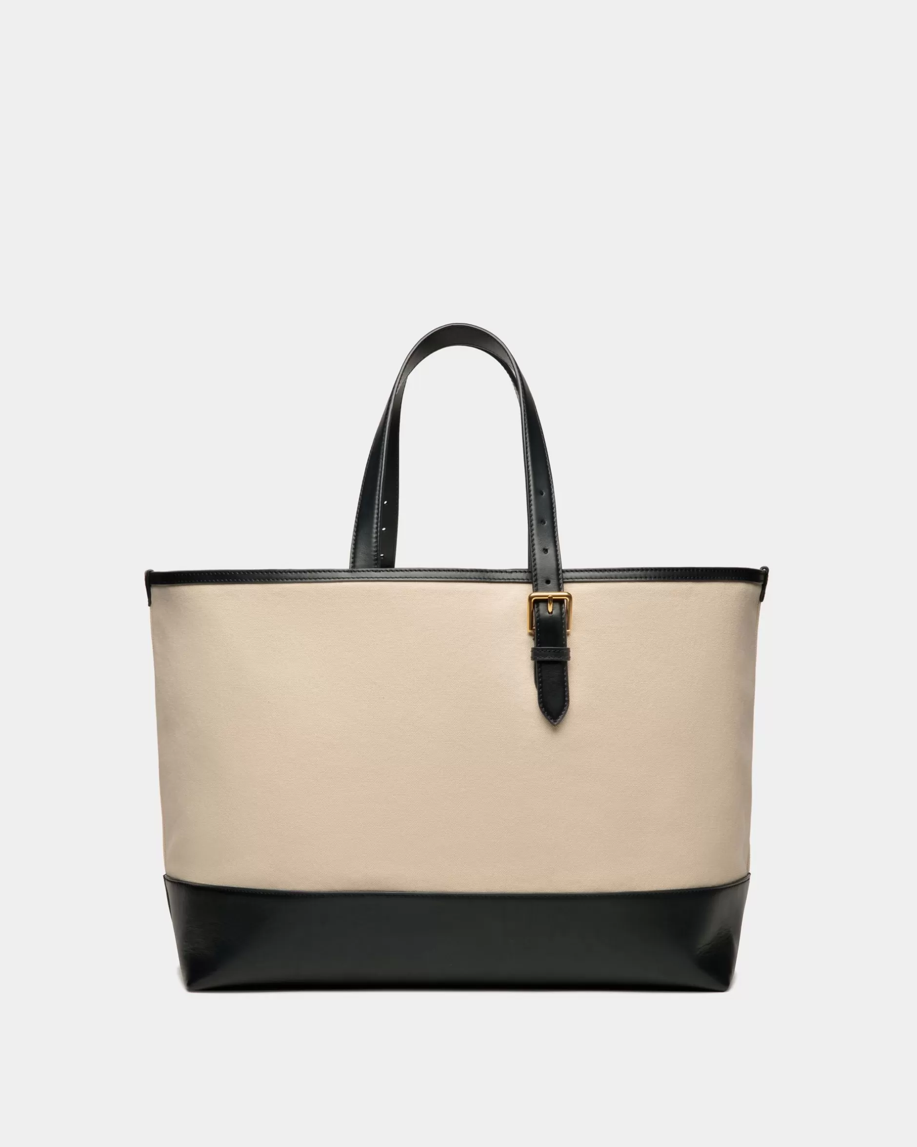 Bally Summer Capsule Tragetasche Aus Canvas Und Leder In Natur Und Marineblau Weiß Cheap