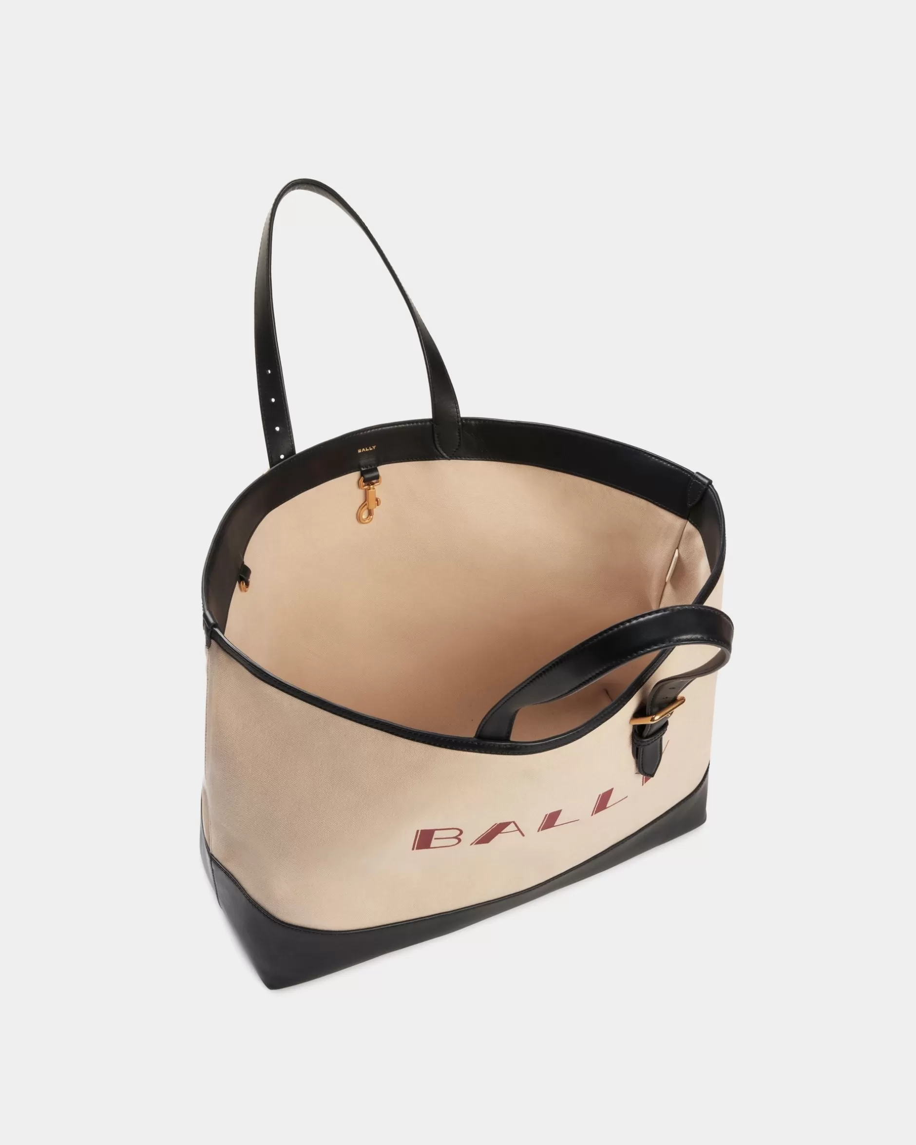 Bally Summer Capsule Tragetasche Aus Canvas Und Leder In Natur Und Marineblau Weiß Cheap