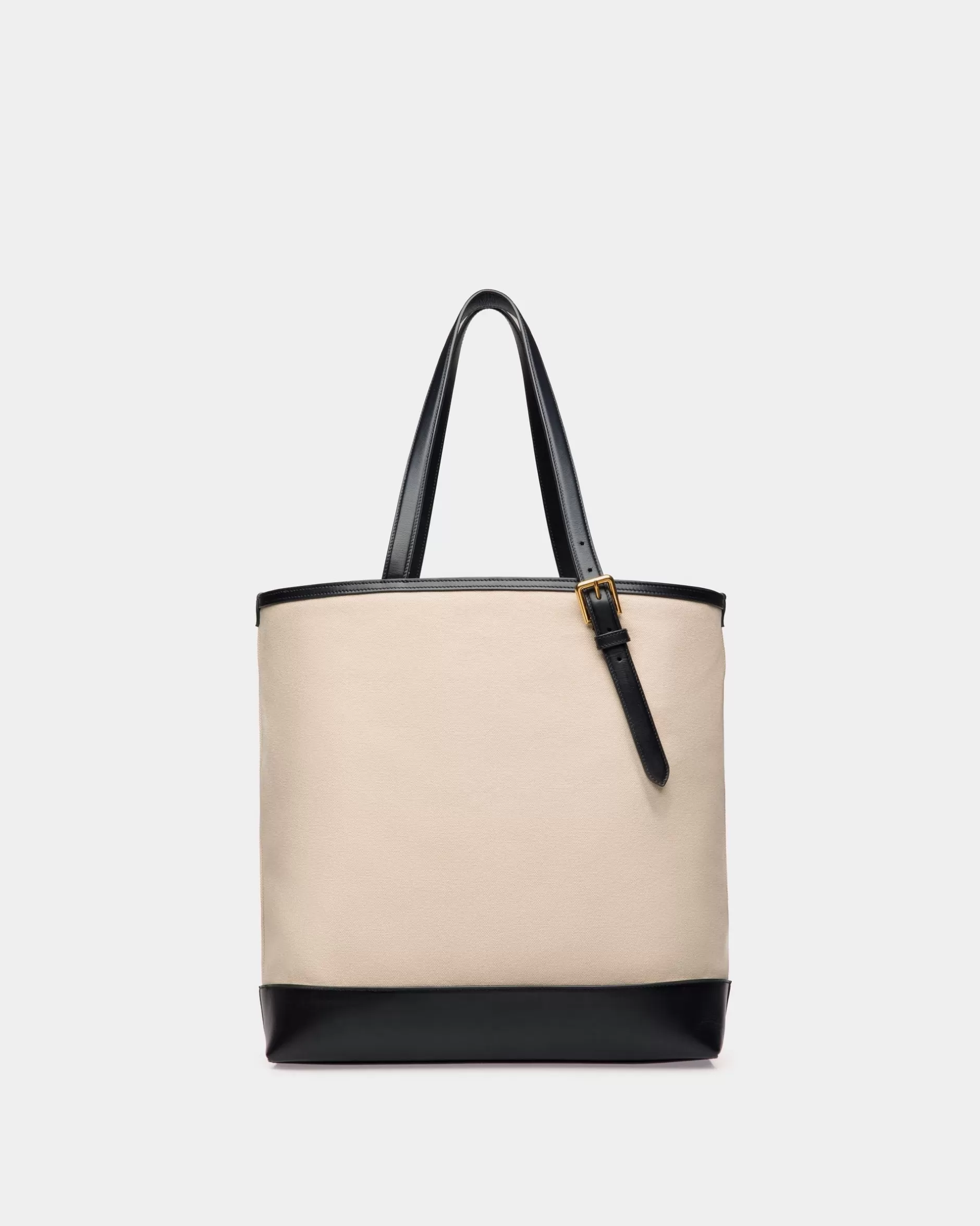 Bally Summer Capsule Tragetasche Aus Canvas Und Leder In Natur Und Marineblau Weiß Hot