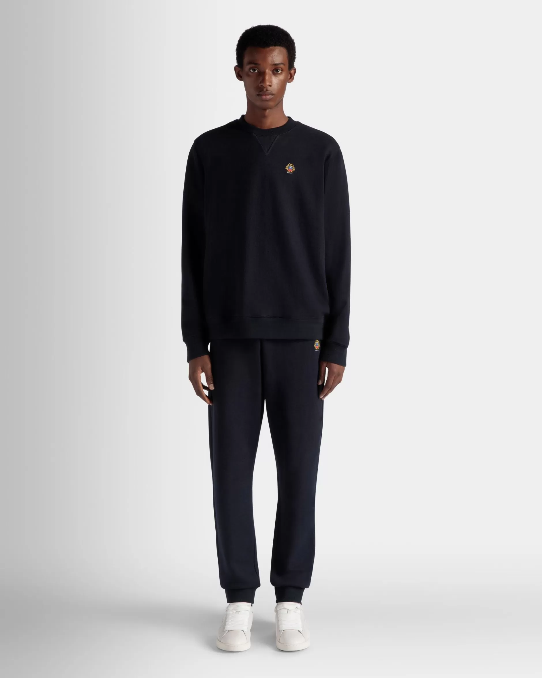 Bally Sweatshirt Mit Rundhalsausschnitt Aus Kaschmirgemisch In Navy Blue Aus Der Adrien Brody Travel-Kollektion Blau Best