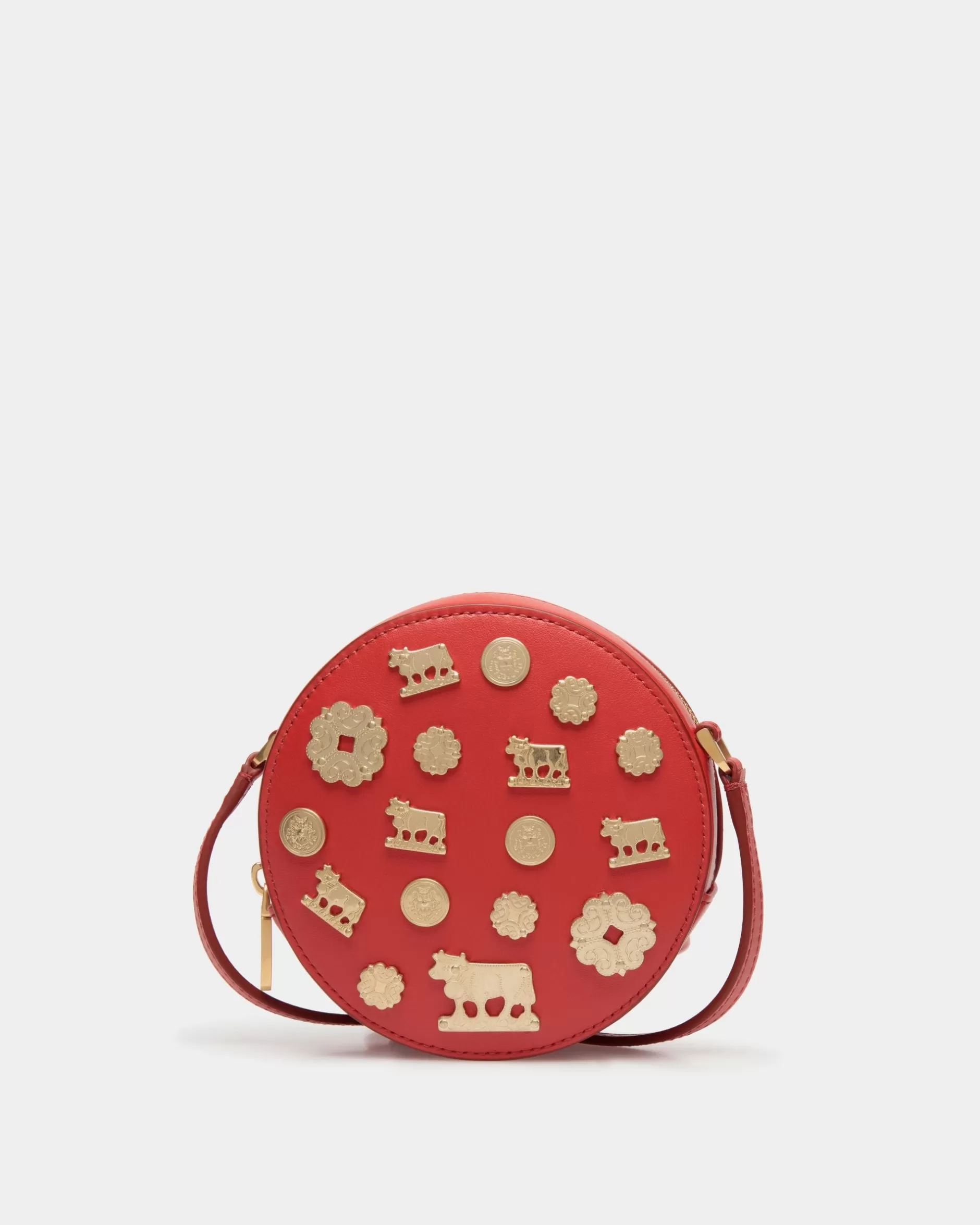 Bally Swissness Round Minibag Mit Nieten Aus Leder In Candy Red Rot Fashion