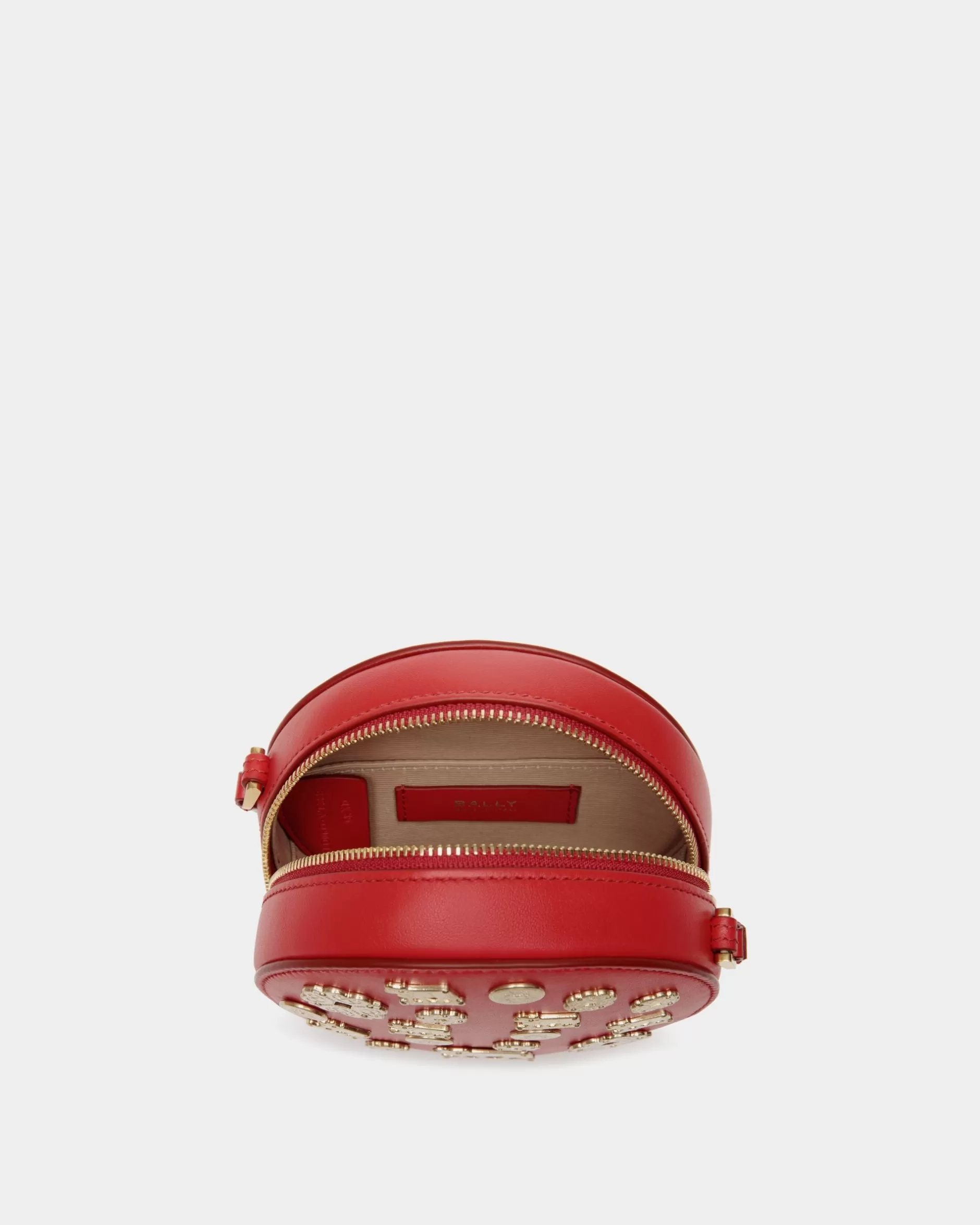 Bally Swissness Round Minibag Mit Nieten Aus Leder In Candy Red Rot Fashion