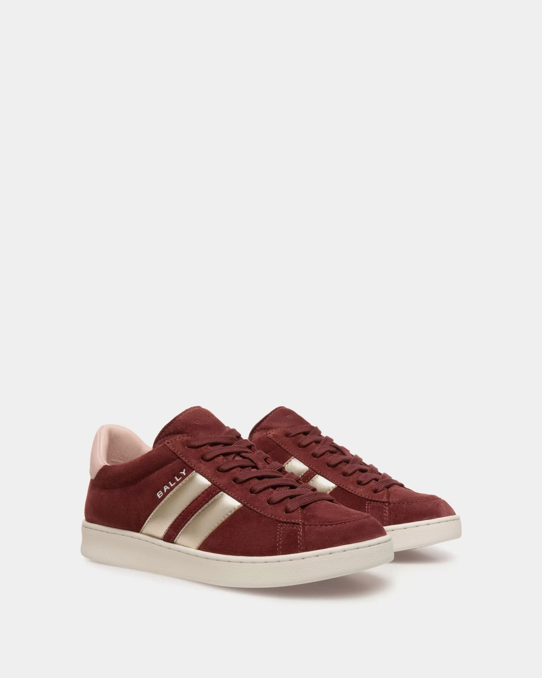 Bally Tennis Sneaker Aus Veloursleder In Andorra Und Light Pink Burgundy Best