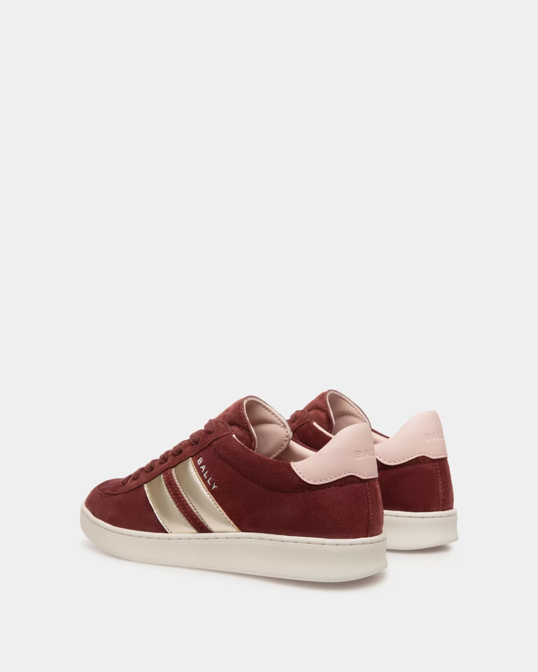 Bally Tennis Sneaker Aus Veloursleder In Andorra Und Light Pink Burgundy Best