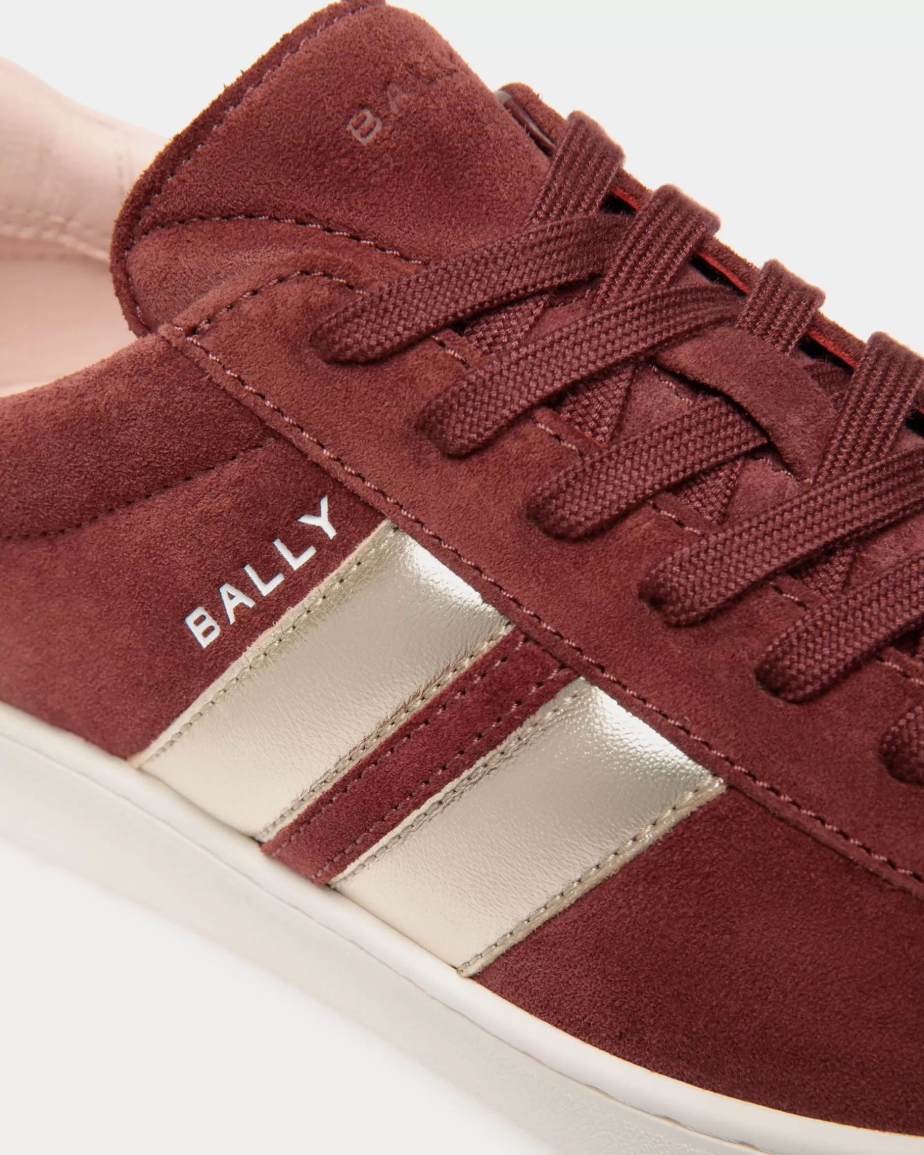 Bally Tennis Sneaker Aus Veloursleder In Andorra Und Light Pink Burgundy Best