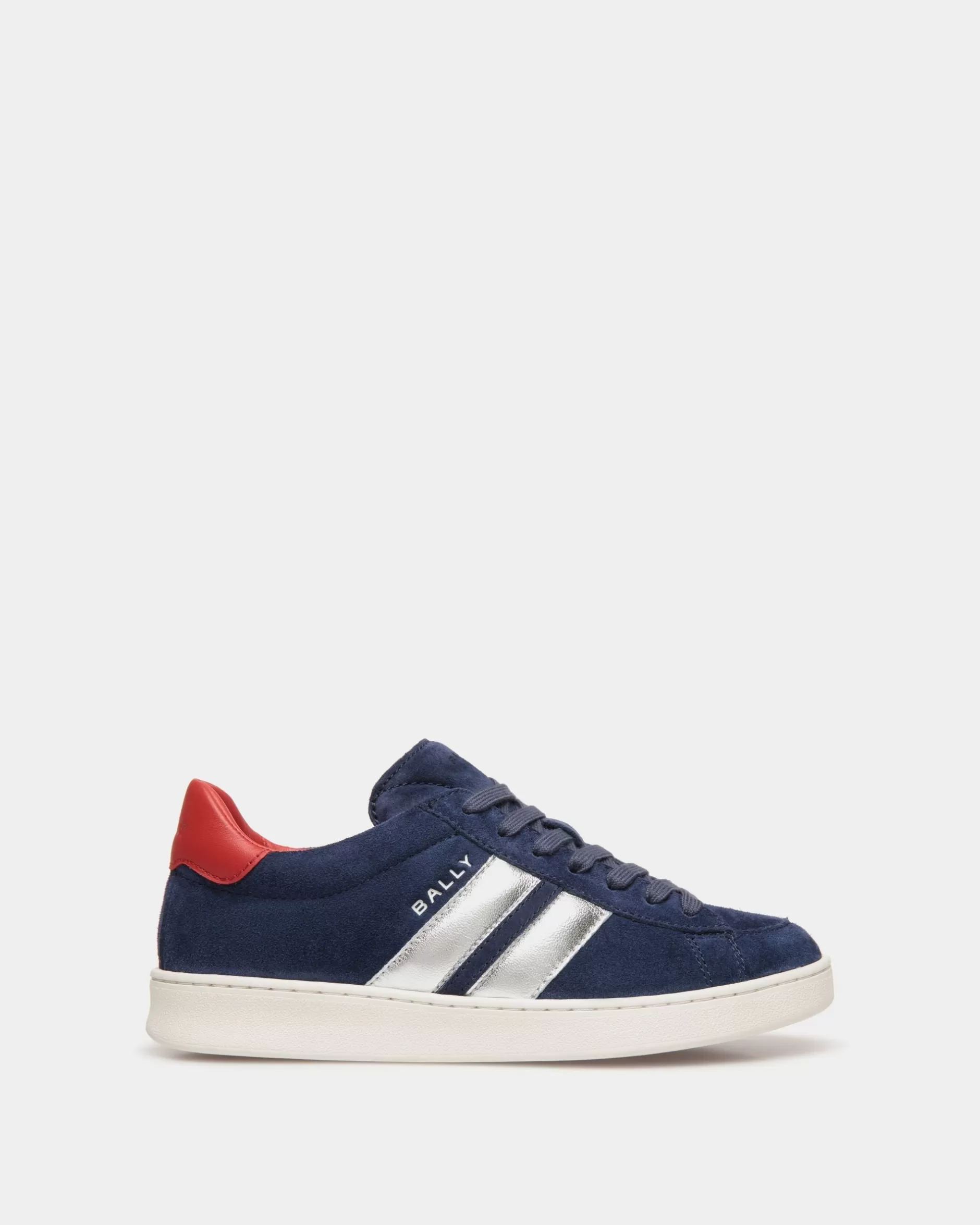 Bally Tennis Sneaker Aus Veloursleder In Navy Blue Und Candy Red Blau Shop