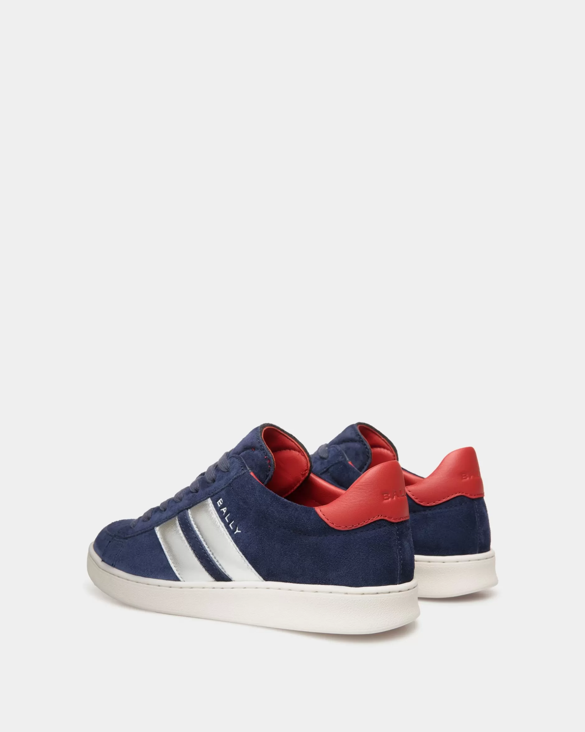 Bally Tennis Sneaker Aus Veloursleder In Navy Blue Und Candy Red Blau Shop