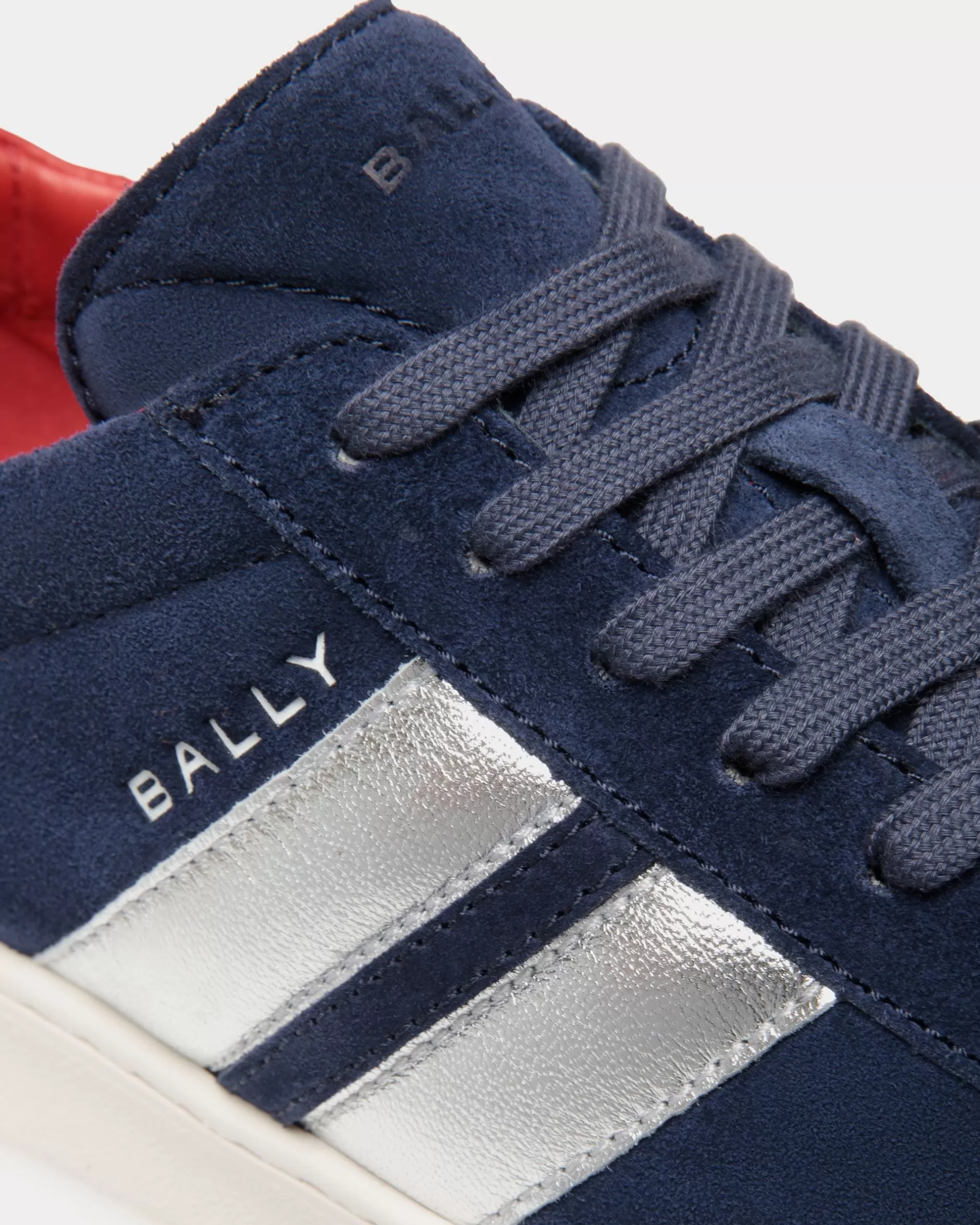 Bally Tennis Sneaker Aus Veloursleder In Navy Blue Und Candy Red Blau Shop