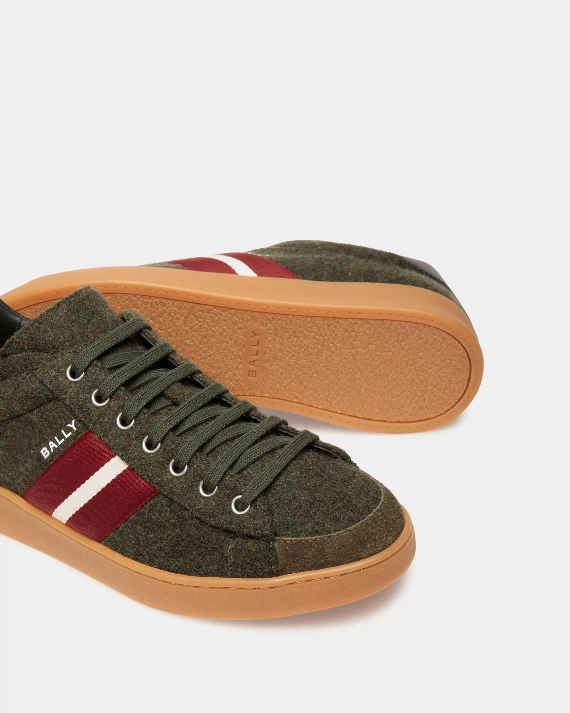 Bally Tennis-Sneaker Für Herren Aus Wollgewebe Und Leder In Sage Green Und Schwarz Grün Best Sale