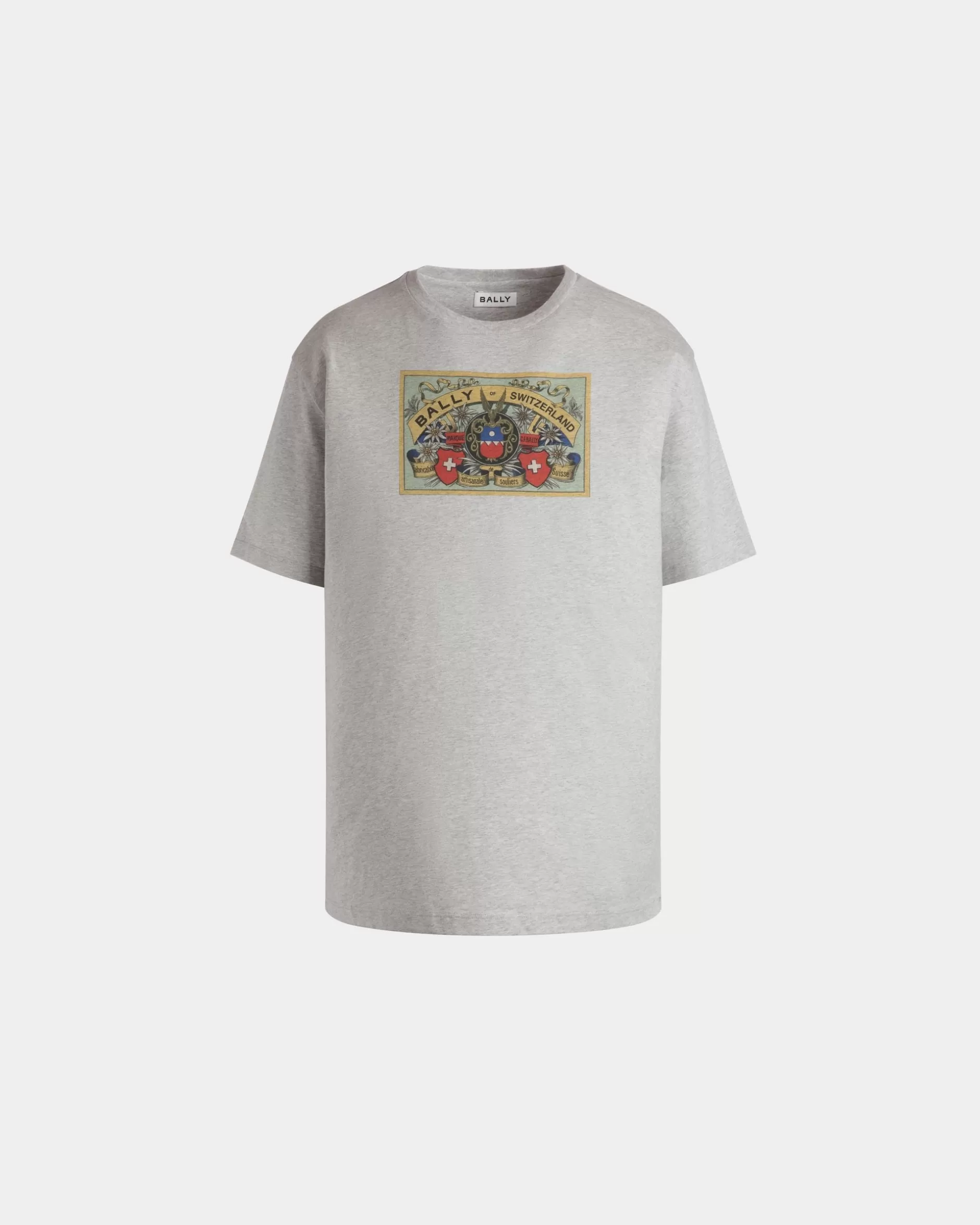 Bally T-Shirt Aus Baumwolle In Meliert Mit Crest Label Grau Best Sale