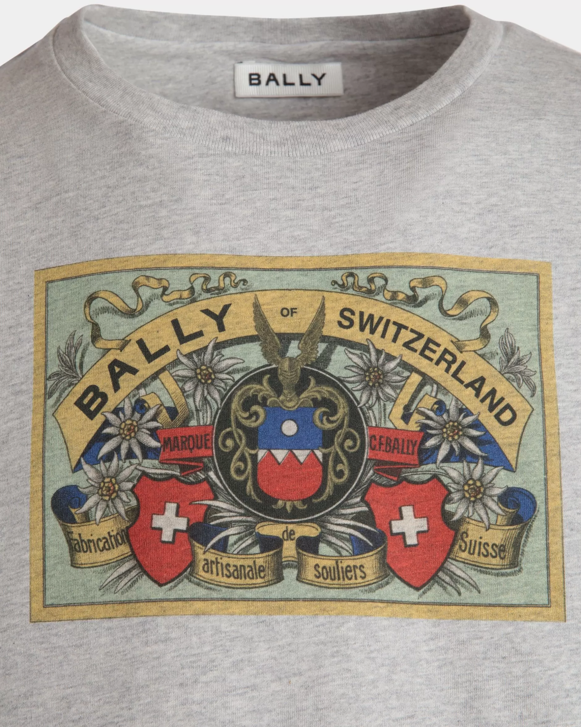 Bally T-Shirt Aus Baumwolle In Meliert Mit Crest Label Grau Best Sale