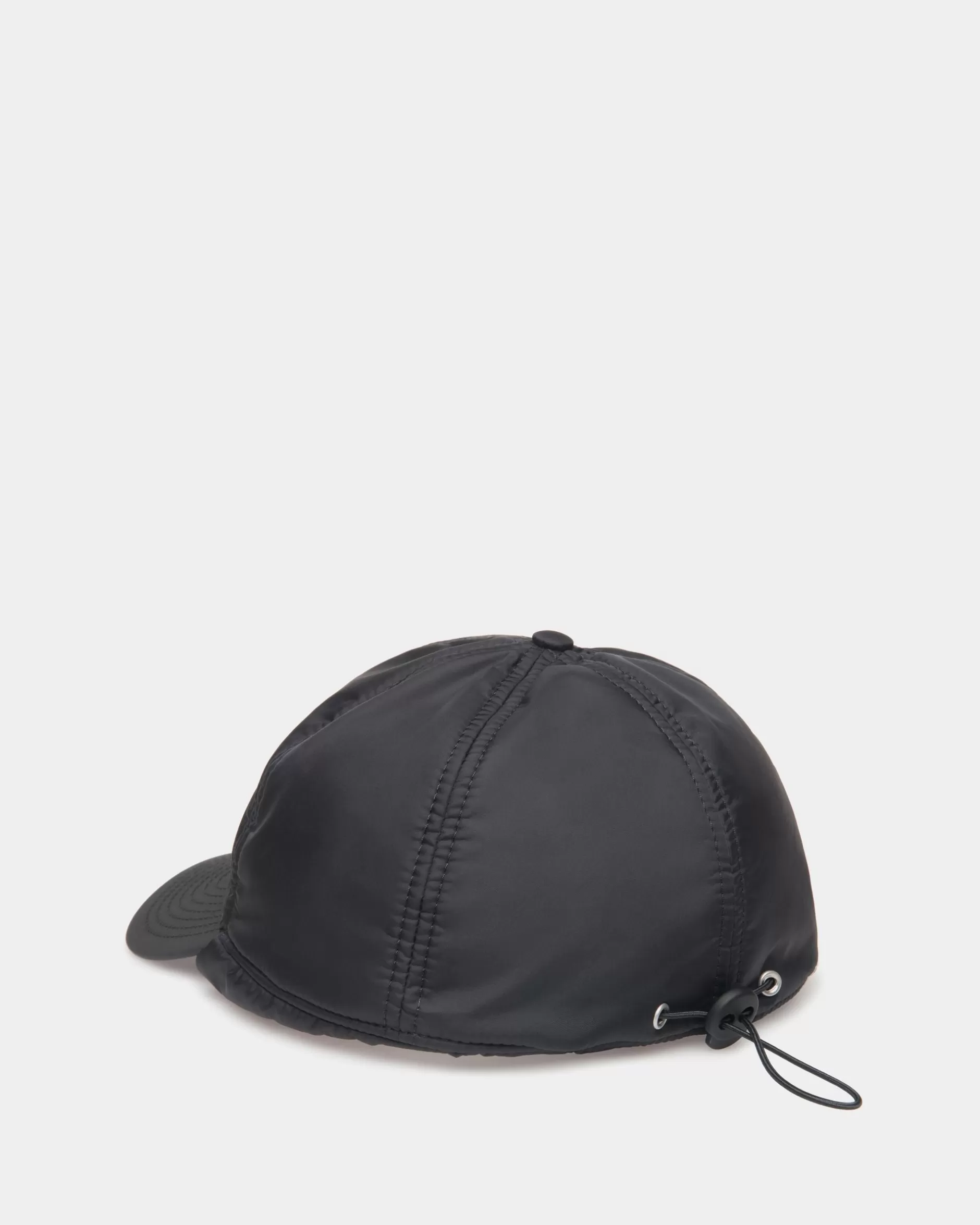 Bally Winter Capsule Aviator-Mütze Mit Alpenblumen Aus em Recyceltem Nylon Schwarz New