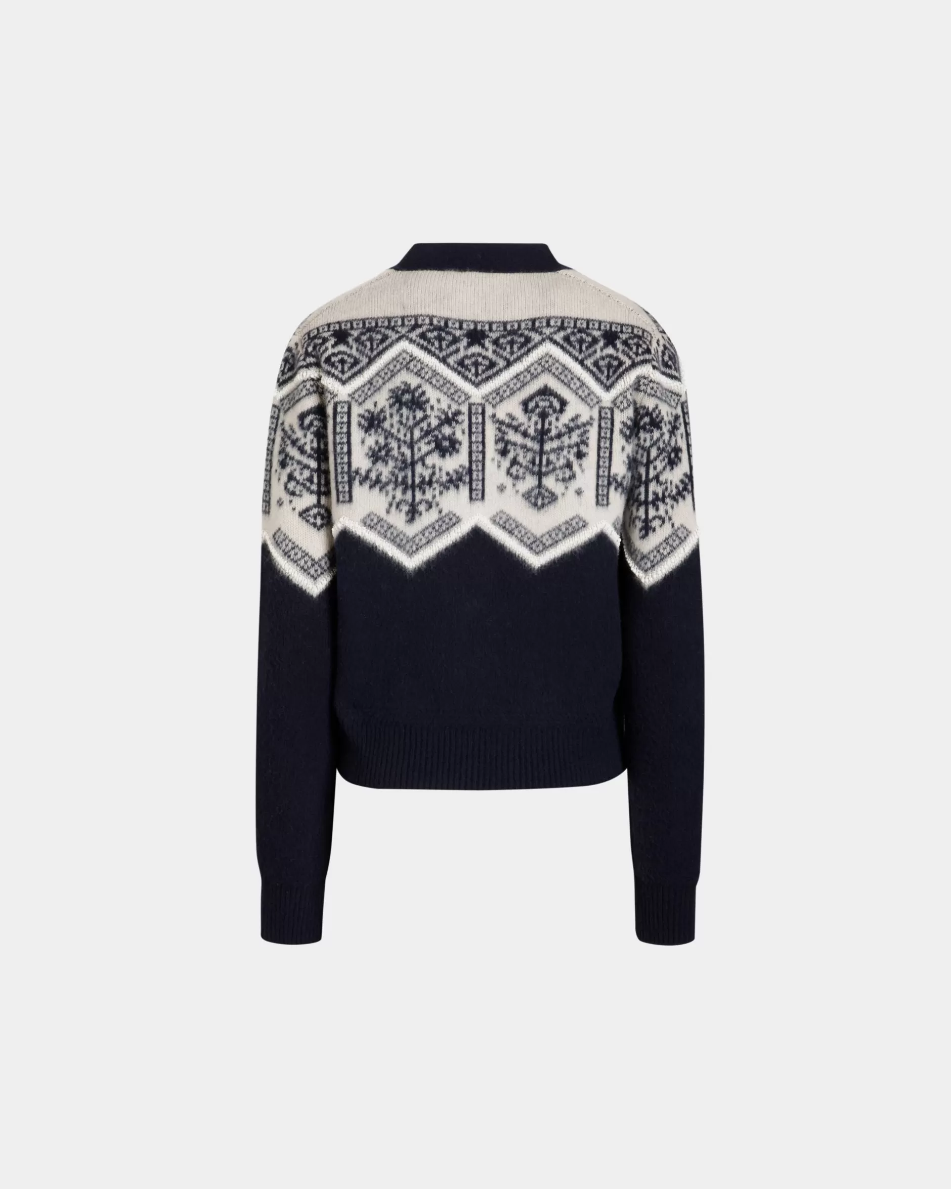 Bally Winter Capsule Cardigan Aus Wolle In Navy Blue Mit Heritage-Blume Blau Flash Sale