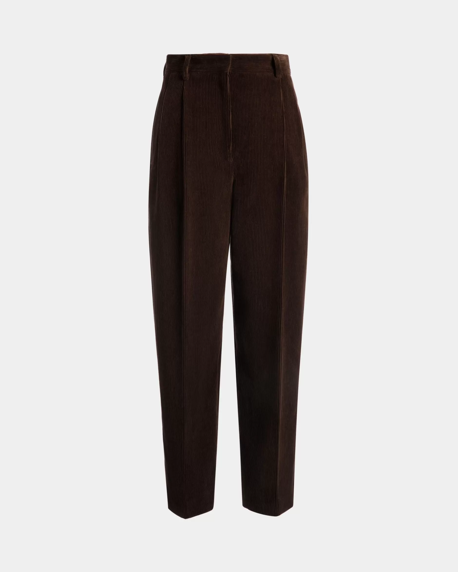 Bally Winter Capsule Faltenhose Aus Baumwollcord In Ebenholzschwarz Braun Shop