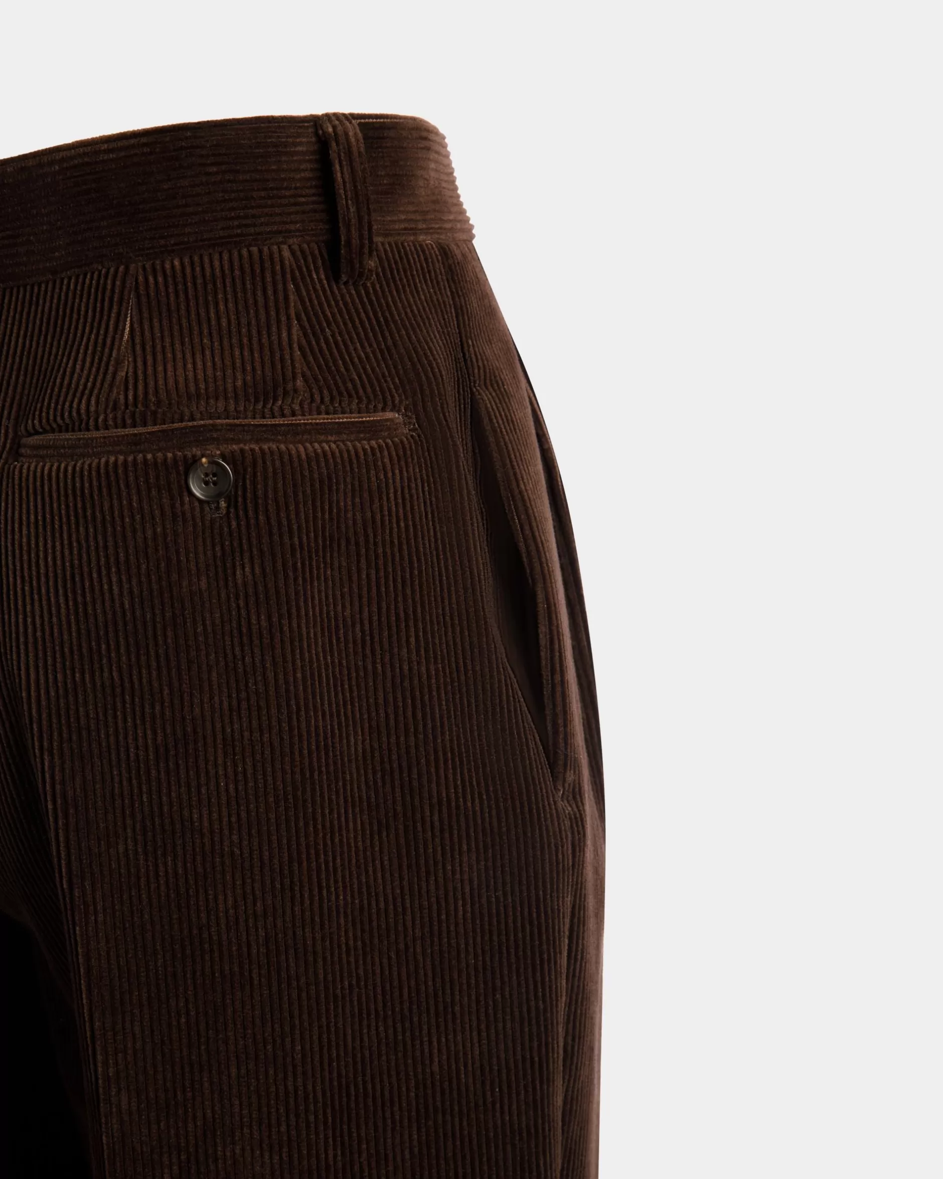 Bally Winter Capsule Faltenhose Aus Baumwollcord In Ebenholzschwarz Braun Shop