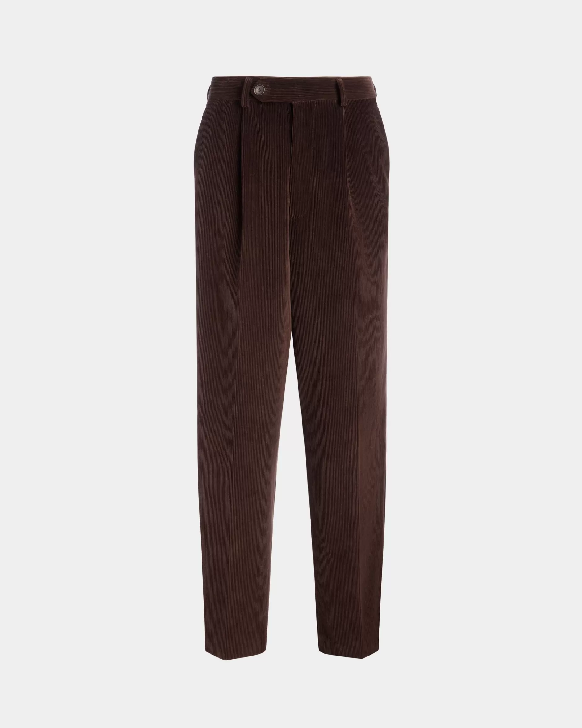 Bally Winter Capsule Faltenhose Aus Baumwollcord In Ebenholzschwarz Braun Outlet