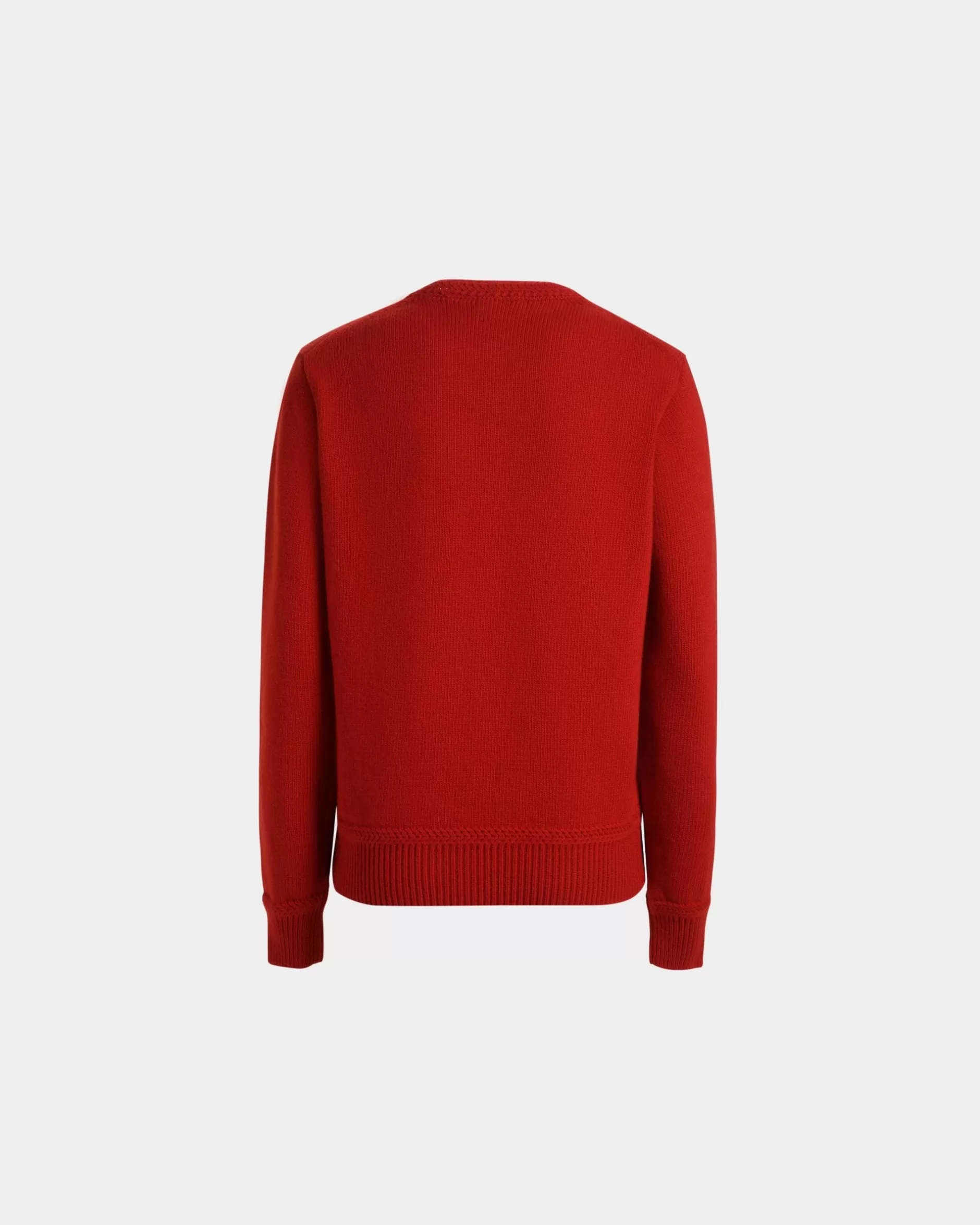 Bally Winter Capsule Pullover Mit Rundhalsausschnitt Und Alpenblumen Aus er Wolle Rot Hot