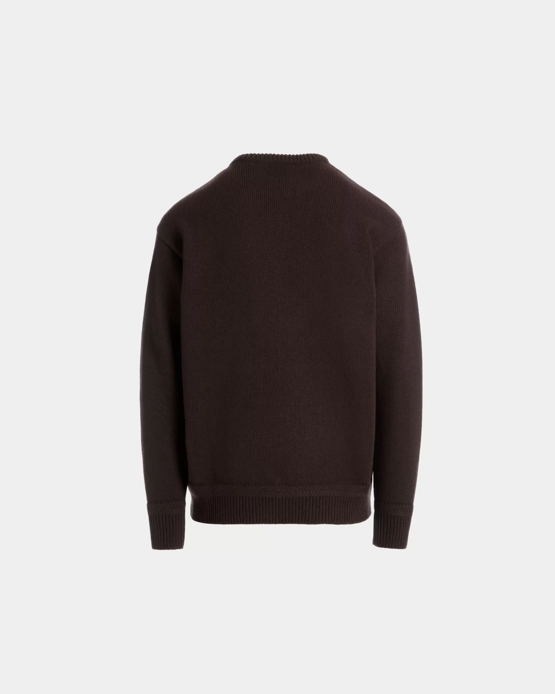 Bally Winter Capsule Pullover Mit Rundhalsausschnitt Und Alpenblumen Aus Wolle In Ebenholzschwarz Braun Store