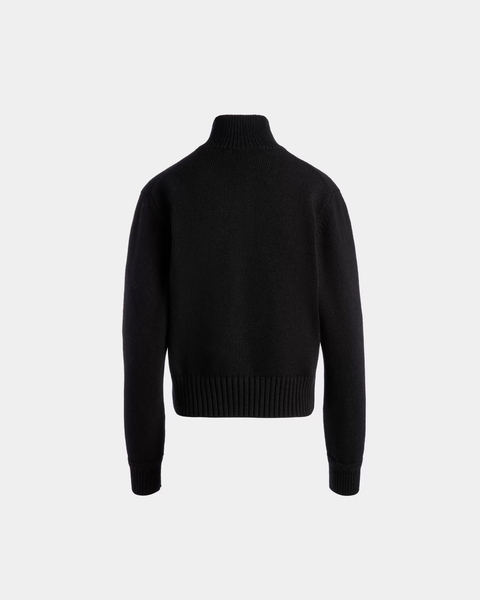 Bally Winter Capsule Rollkragenpullover Aus er Wolle Mit Einer Heritage-Blume Schwarz Fashion