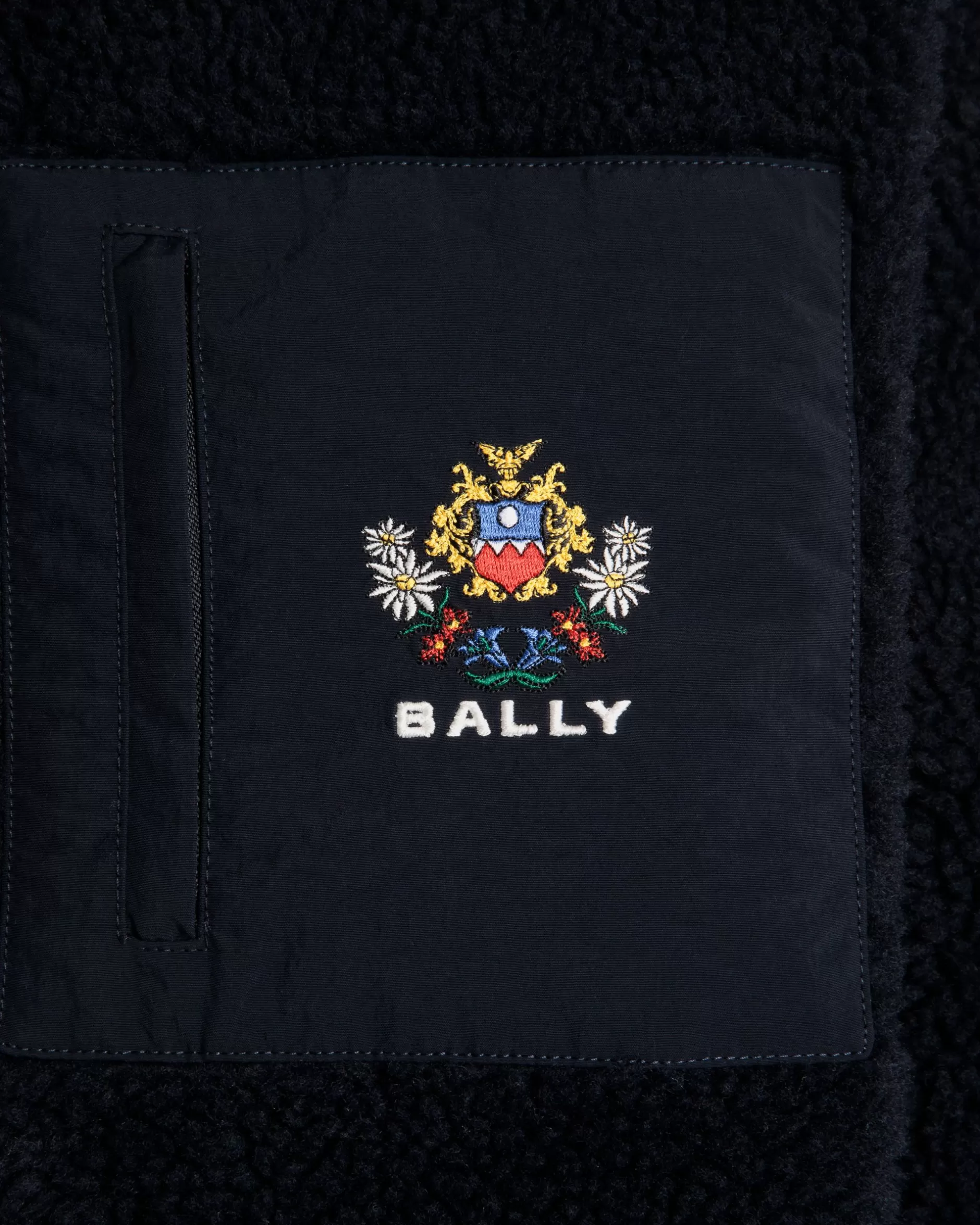 Bally Winter Capsule Sweatshirt Mit Alpenblumen Aus Fleece In Navy Blue Blau Hot