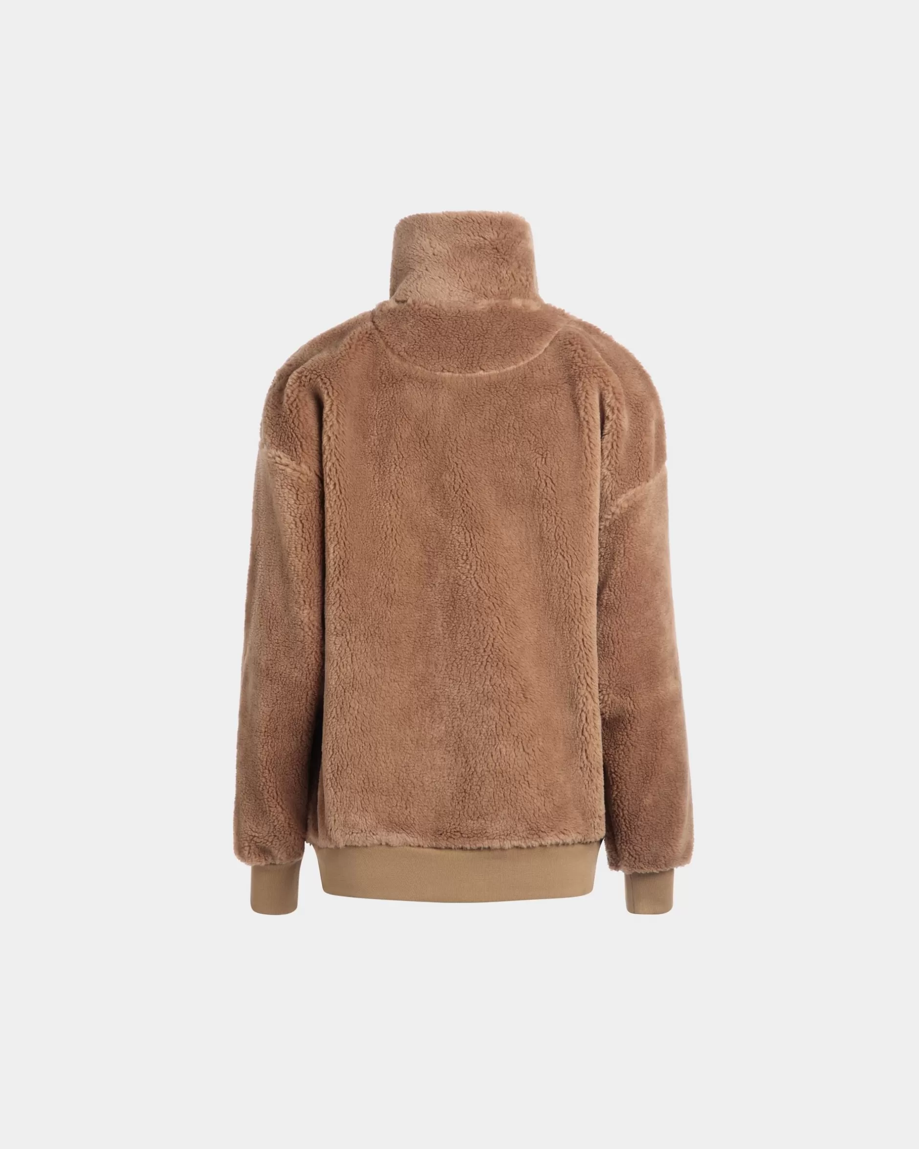 Bally Winter Capsule Sweatshirt Mit Halbem Reißverschluss Und Alpenblumen Aus Fleece In Camel Beige Sale